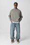 Basic oversize fisherman collar sweatshirt khaki