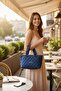 Women's Navy Blue Waterproof Quilted Shoulder & Handbag – 3 Compartments Long Strap (30X25X12 cm) - 2