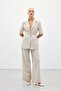 Wide Leg Linen Trousers - Stone - 2