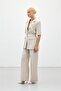 Wide Leg Linen Trousers - Stone - 5