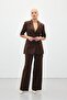 Wide Leg Linen Trousers - Brown - 5