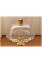 Gold Metal Footed Glass Covered Cake Pie Stand Jar - 3