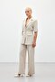 Wide Leg Linen Trousers - Stone - 6