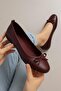 Claret Red Leather Ballerinas - 41-42-43-44 Model Large Size Genuine Leather