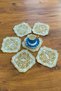 Mihrimah 6-Piece Special Embroidered Linen Coffee Serving Napkin-Gold - 3