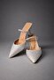 Women's Silver Beaded Detailed Pointed Toe Evening Dress Heeled Shoes 8cm Byndlst01 - 6