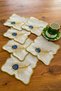 Peacock 6-Piece Special Embroidered Linen Coffee Serving Napkin, Coffee Cocktail Napkin-Blue/Gold - 2