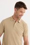Men's Slim Fit Slim Fit Cotton Soft Textured Cool Holding Fabric Plain Pique Beige Polo Collar T-Shirt - 3