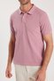 Men's Slim Fit Slim Fit Cotton Soft Textured Cool Holding Fabric Plain Pique Lilac Polo Collar T-Shirt - 3