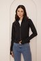 Women's Black Stand Collar Zippered Sports Jacket Dm10000