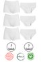 6-Piece Women's White 100% Cotton Heart High Waist 3 Panties-3 Shorts Set - 2