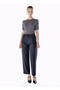 Striped Wool Blend Trousers Gray