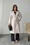 Women's Beige Belted Pocketed Lined Raglan Sleeve Long Cashmere Coat Nbg120 - 4