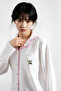 Women's Ecru Waffle Panda Kingdom Peter Pan collar Long Sleeve Pants Pajama Set - 5