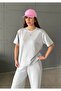 Women's Gray Modal Short Sleeve Soft Touch Sports Suit - 2