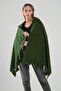 Green Tassel Detail Fleece Shawl