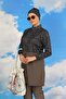 Women's Patterned Full Hijab Swimsuit with Pants Smoke 31074 - 3