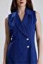 Lined Sleeveless Hurrem Long Jacket Dress |   Ckt35288 Cobalt Blue-Sax - 4