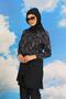 Women's Patterned Full Hijab Swimsuit with Trousers Navy Blue 31075 - 4