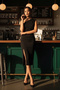 Women's One Shoulder Slit Drawstring Midi Dress - 2