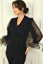 Women's Double-Breasted Collar Half-Sleeve Organza Plus Size Glittery Blouse