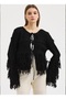Draw Attention to Yourself with This Long-Sleeved Standard-Size Knitwear Cardigan with Tassels and Laces in Bohem Style - 3