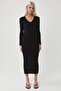 My Fashion V-Neck Textured Long Knit Dress - 4