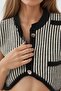My Fashion Buttoned Striped Knitwear Short Top - 4