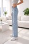 Meex Blue Outdoor Snow Washing Super High Waist 90's Power Lycra Colorfast Jeans Palazzo Pants - 3