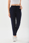 Women's Navy Blue Elastic Waist Pocket Carrot Trousers - 5