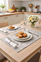 Daisy Patterned Petibör Serving Plate Coasters – Set of 6 |   Non-Slip, Wipeable, Stylish Tableware Presentation Mat - 3