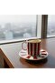 Red Striped Patterned 2-Piece Porcelain Cup Set - Set for 2 People - Presentation Gift - 4