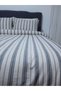 Breathable Luxury 4-Season Use 100% Cotton Linen Duvet Cover Set Gray Striped - 5