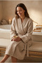 Unisex Ecru 4 Layer Muslin Dressing Gown / Bathrobe / Kimono - 4