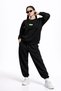 Oversized Mold Crew Neck Basic Plain Thick Black Sweatshirt - 4