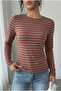 Women's Striped Crew Neck Long Sleeve Basic T-Shirt-Blouse, Relaxed Fit - 4