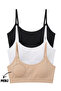 Teenage Girls' String Straps Removable Pads Half Tank Training Bra 3-Pack Colorful