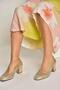 Y820854514 Gold Glitter Thick Heeled Women's Shoes - 2