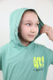 Girl's 2-Piece Set: Printed Hooded Pocket T-Shirt & Elastic Waist Capri Shorts - Laser Cut - 2