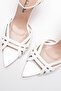Women's Open Cage Toe Design Thin Heeled Shoes Prona White Patent Leather - 3