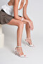 Women's Open Cage Toe Design Thin Heeled Shoes Prona White Patent Leather - 5