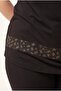 Women's Plus Size Collar and Skirt Leopard Stone Detail Black-Brown Blouse - 6