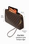 Women's Printed Women's Clutch Handbag Portfolio Ponny Set of 2 Coffee Mink Ksch-4076 - 5