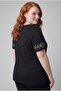Women's Plus Size Branch Embroidery Detail Black Blouse - 6