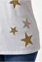 Women's Plus Size Glittery Star Printed White-Yellow Blouse - 5