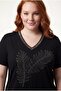 Women's Large Size Leaf Patterned Stone Printed Black-Brown Blouse - 4