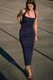 Denim midi elbise