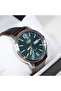 Men's Automatic Green Dial Brown Leather Strap Watch - 2