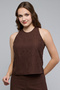Women Brown Schiffli Sleeveless Top