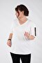 Big Size Women's Back Detail Blouse White - 2